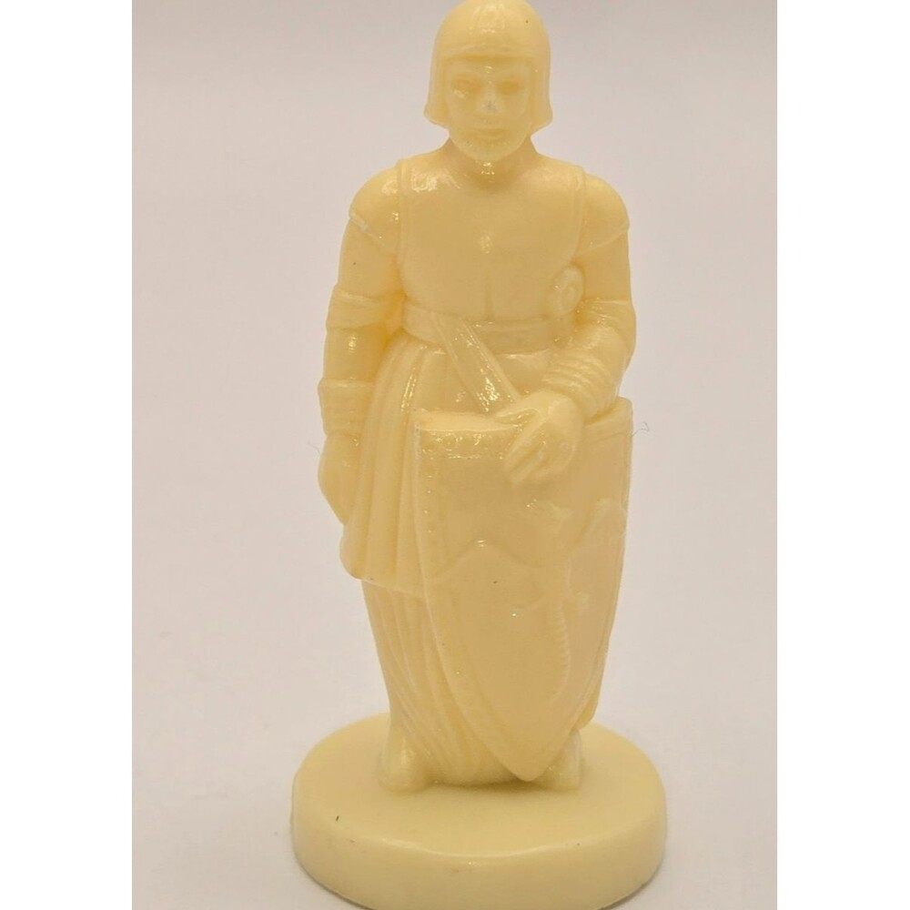 Vintage Ivory White Plastic Knight Chess Piece with Shield (Approx. 2.5 Inches,